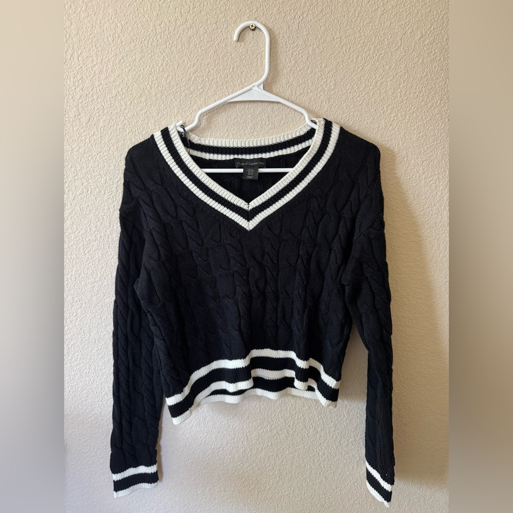 House of Harlow 1960 Black and White Knit Sweater